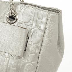 Pre Owned Carolina Herrera Gold Monogram Embossed ‘New Anna’ Tote