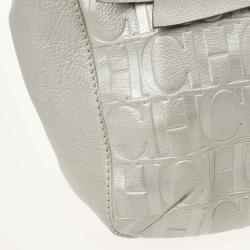 Pre Owned Carolina Herrera Gold Monogram Embossed ‘New Anna’ Tote