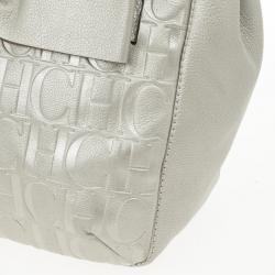 Pre Owned Carolina Herrera Gold Monogram Embossed ‘New Anna’ Tote