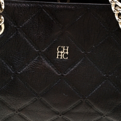 Pre Owned Carolina Herrera Black Quilted Leather Shopper Tote