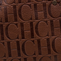 Pre Owned Carolina Herrera Brown Monogram Leather Andy Tote