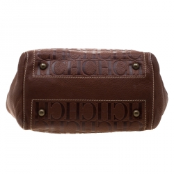 Pre Owned Carolina Herrera Brown Monogram Leather Andy Tote