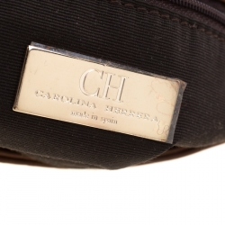 Pre Owned Carolina Herrera Brown Monogram Leather Audrey Shoulder Bag