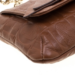 Pre Owned Carolina Herrera Brown Monogram Leather Audrey Shoulder Bag