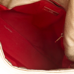 Pre Owned Carolina Herrera Gold Mettalic Quilted Leather Flap Chain Shoulder Bag