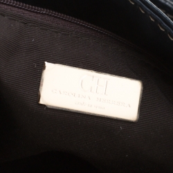 Pre Owned Carolina Herrera Dark Green Leather CH Logo Tote 