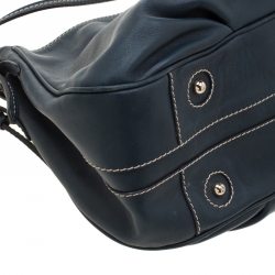 Pre Owned Carolina Herrera Dark Green Leather CH Logo Tote 