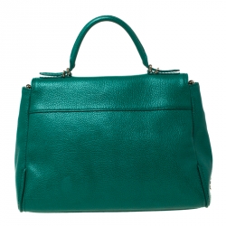 Pre Owned Carolina Herrera Green Leather Minuetto Top Handle Bag