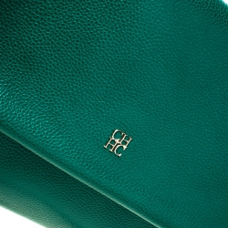 Pre Owned Carolina Herrera Green Leather Minuetto Top Handle Bag
