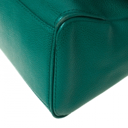 Pre Owned Carolina Herrera Green Leather Minuetto Top Handle Bag