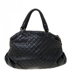 Pre Owned Carolina Herrera Black Quilted Leather Chain Satchel