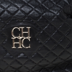 Pre Owned Carolina Herrera Black Quilted Leather Chain Satchel