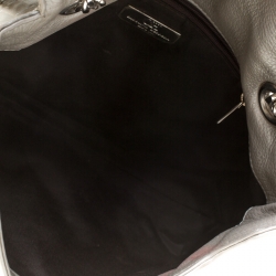 Pre Owned Carolina Herrera Silver Metallic Monogram Leather Audrey Shoulder Bag