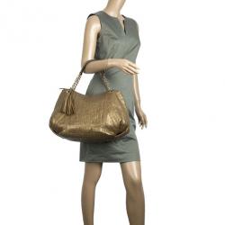 Pre Owned Carolina Herrera Monogram Embossed Dahlia Hobo