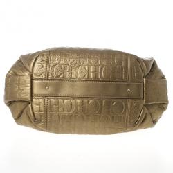 Pre Owned Carolina Herrera Monogram Embossed Dahlia Hobo