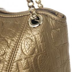 Pre Owned Carolina Herrera Monogram Embossed Dahlia Hobo