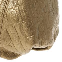 Pre Owned Carolina Herrera Monogram Embossed Dahlia Hobo