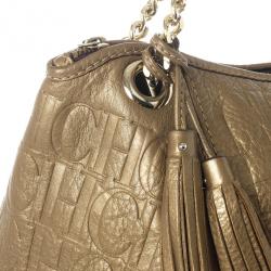 Pre Owned Carolina Herrera Monogram Embossed Dahlia Hobo