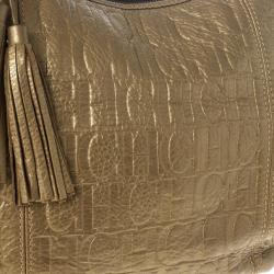 Pre Owned Carolina Herrera Monogram Embossed Dahlia Hobo