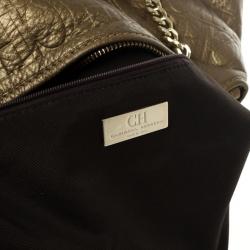 Pre Owned Carolina Herrera Monogram Embossed Dahlia Hobo