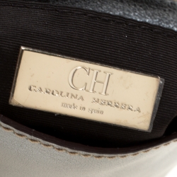 Pre Owned Carolina Herrera Silver Leather Clutch