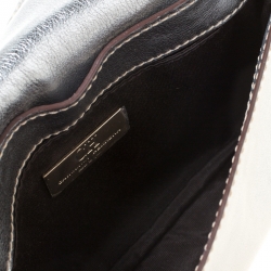 Pre Owned Carolina Herrera Silver Leather Clutch