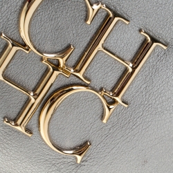 Pre Owned Carolina Herrera Silver Leather Clutch