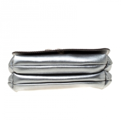 Pre Owned Carolina Herrera Silver Leather Clutch