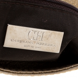 Pre Owned Carolina Herrera Metallic Gold Monogram Leather Audrey Shoulder Bag