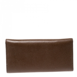 Pre Owned Carolina Herrera Brown Leather Continental Wallet