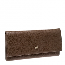 Pre Owned Carolina Herrera Brown Leather Continental Wallet