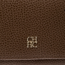 Pre Owned Carolina Herrera Brown Leather Continental Wallet