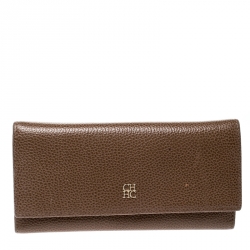 Pre Owned Carolina Herrera Brown Leather Continental Wallet