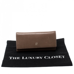 Pre Owned Carolina Herrera Brown Leather Continental Wallet