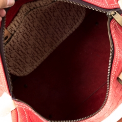 Pre Owned Carolina Herrera Red Leather Large Andy Boston Bag