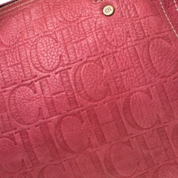 Carolina Herrera Pink Monogram Leather Andy Boston Bag