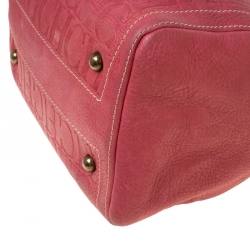 Carolina Herrera Pink Monogram Leather Andy Boston Bag