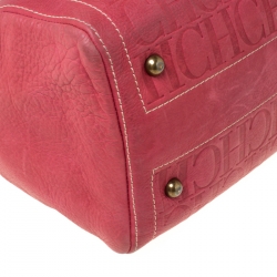 Carolina Herrera Pink Monogram Leather Andy Boston Bag