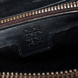 Pre Owned Carolina Herrera Navy Blue Monogram Leather Zip Around Wallet