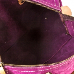 Pre Owned Carolina Herrera Purple Monogram Leather Andy Boston Bag