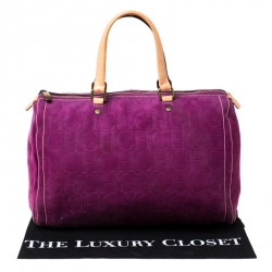 Pre Owned Carolina Herrera Purple Monogram Leather Andy Boston Bag