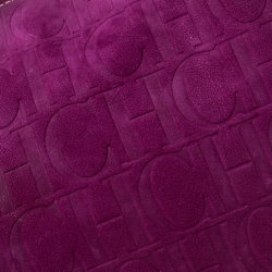 Pre Owned Carolina Herrera Purple Monogram Leather Andy Boston Bag
