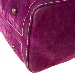 Pre Owned Carolina Herrera Purple Monogram Leather Andy Boston Bag