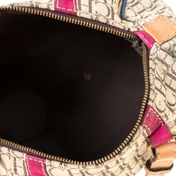 Carolina Herrera Beige Multicolor Canvas Andy Boston Bag