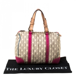 Carolina Herrera Beige Multicolor Canvas Andy Boston Bag