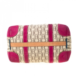 Carolina Herrera Beige Multicolor Canvas Andy Boston Bag