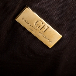 Pre Owned Carolina Herrera Beige/Brown Monogram Canvas Shopper Tote