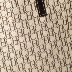 Pre Owned Carolina Herrera Beige/Brown Monogram Canvas Shopper Tote