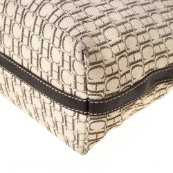 Pre Owned Carolina Herrera Beige/Brown Monogram Canvas Shopper Tote