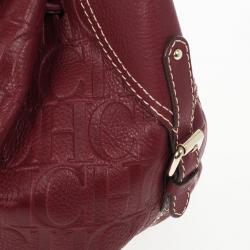 Pre Owned Carolina Herrera Embossed Drawstring Hobo